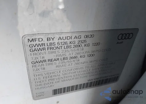 2021 Audi Q3 Premium 45 Tfsi S Line Quattro Tiptronic z USA, uszkodzony, nr VIN WA1DECF33M1004334